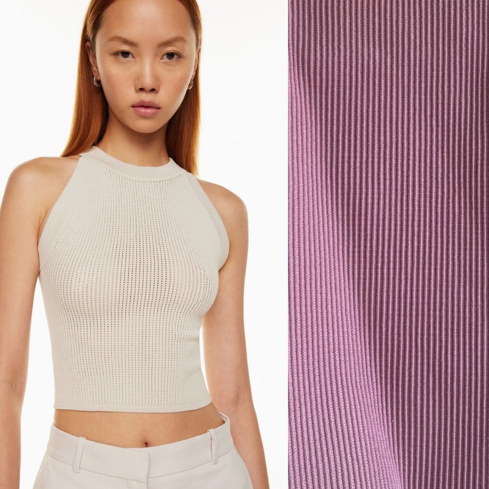Aritzia Babaton Sz XS Pink New Sculpt Knit Hight Collar Top
